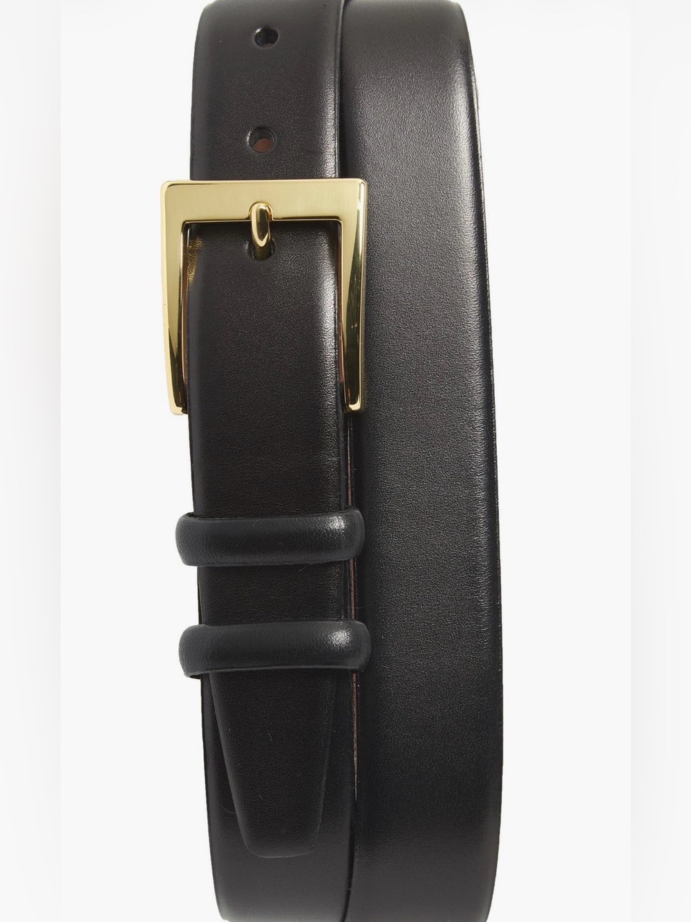 Men's Torino Black Leather Belt with Gold Buckle ~ Made in the USA
